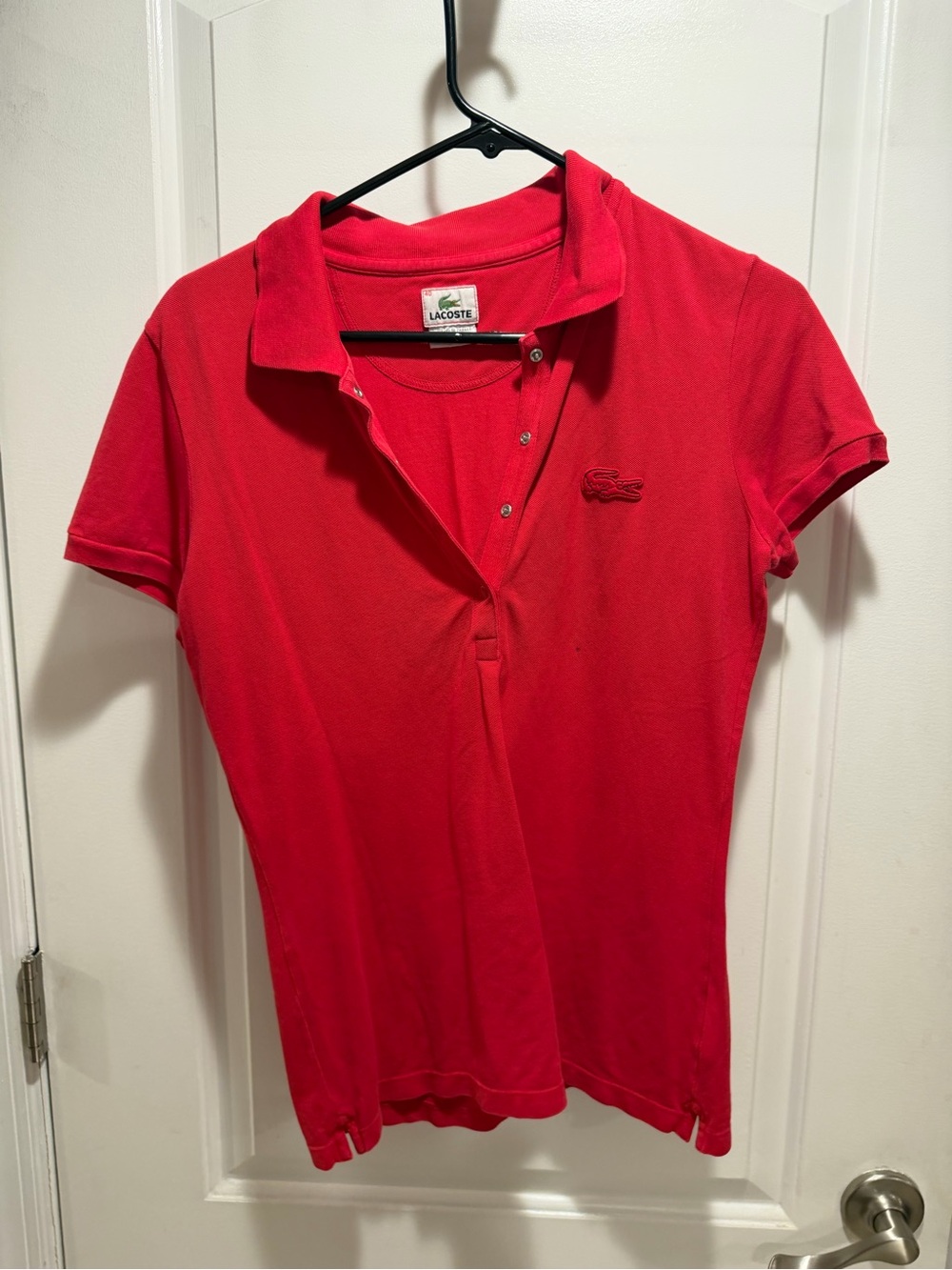 Lacoste Women's Bright Red Short Sleeve Polo Shirt